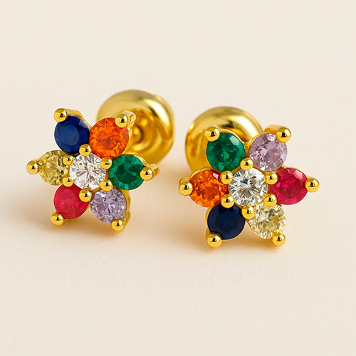 Brinco Flor cravejada mix color DCG0282