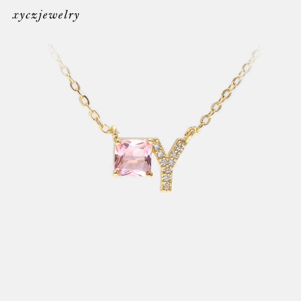 Colar letra cravejada e pedra XYN100551 项链