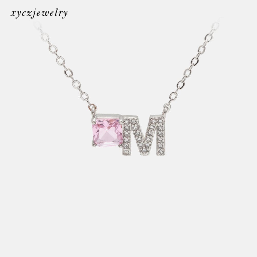 Colar letra cravejada e pedra XYN100551 项链