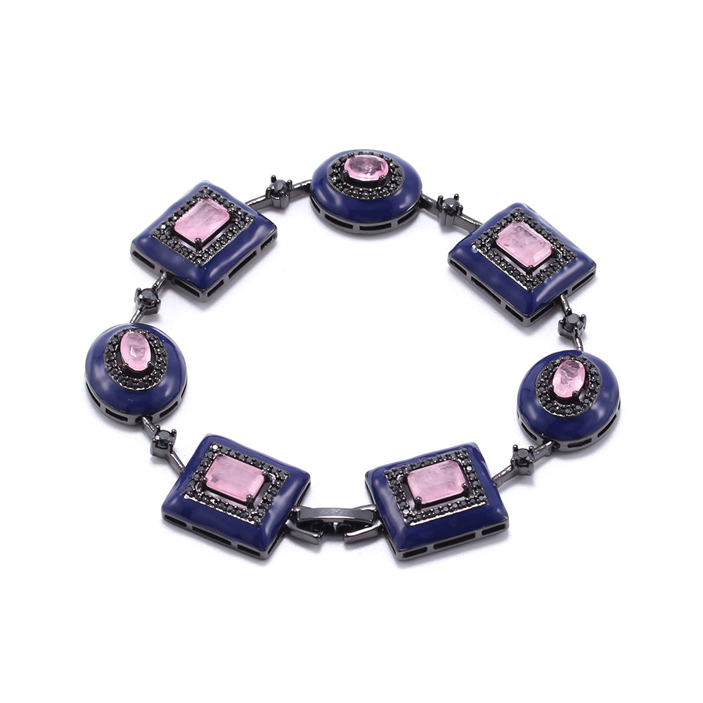 Pulseira Moldura Deep Blue & Pink XYS100698