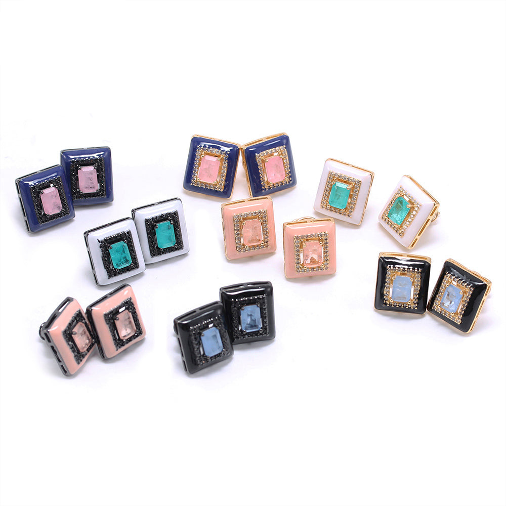 Brinco Moldura Deep Blue & Pink XYS100698