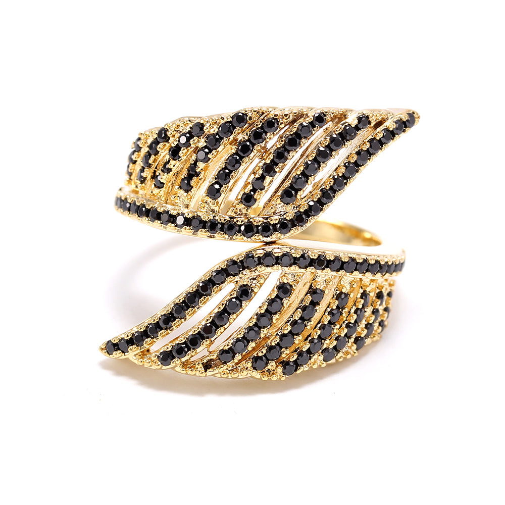 Anel folhas cravejadas XYS102412