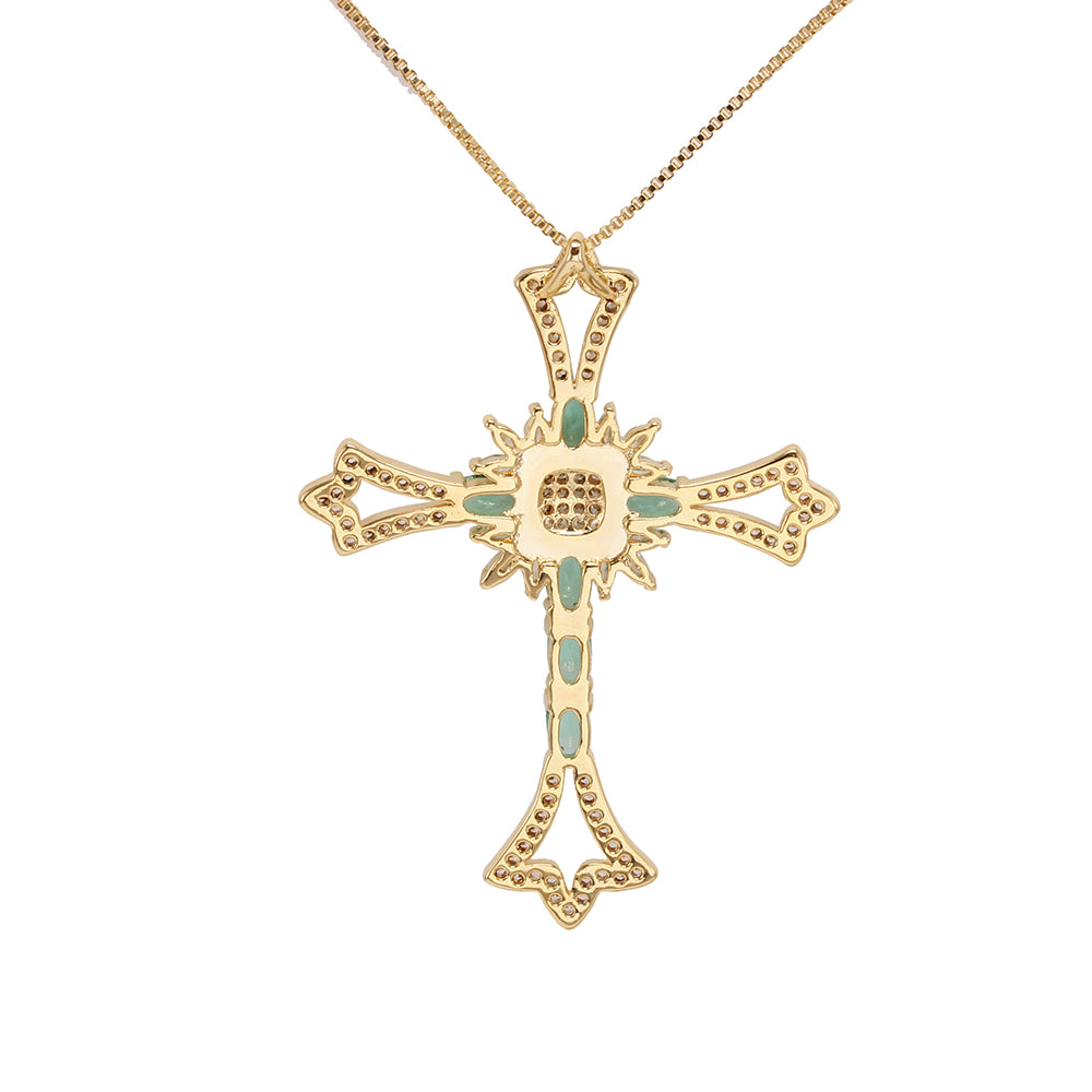 Colar com pingente de cruz zircônias  XYP101066