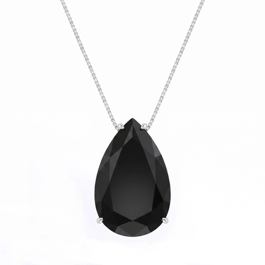 Colar Gota de Cristal Black White LB336