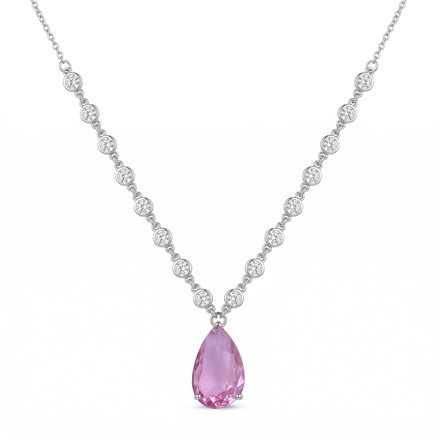 Colar Gota Cristal Rosa LB42