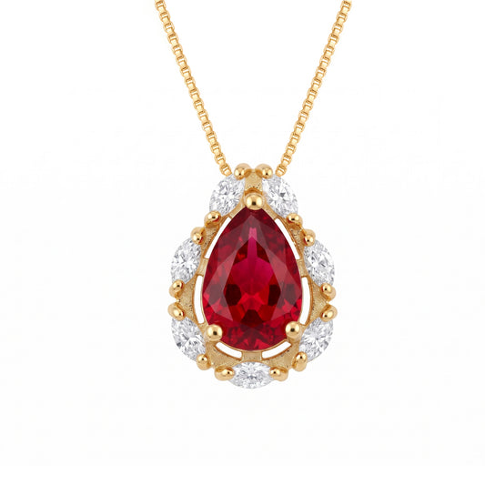 Colar Gota Cravejada Rubi LB45