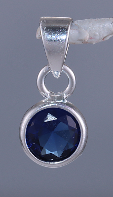Pingente redondo Dark Blue Prata 925 diamante de alto carbono safira PD-PS-RD5