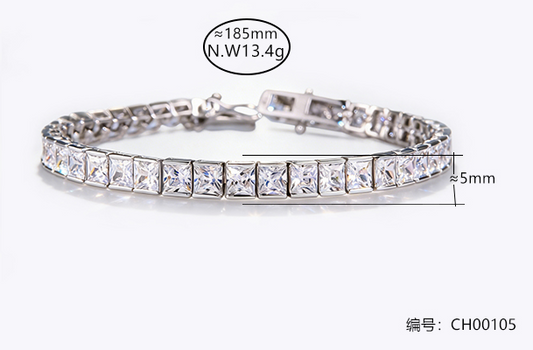 Pulseira riviera Luxo 19CM Prata 925 CH00105