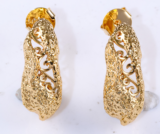 Brincos meia argola textura EDT0099