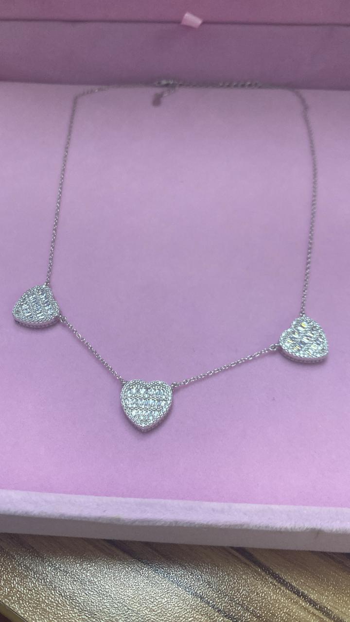Colar Trio de Coração - Prata 925 DCG0354