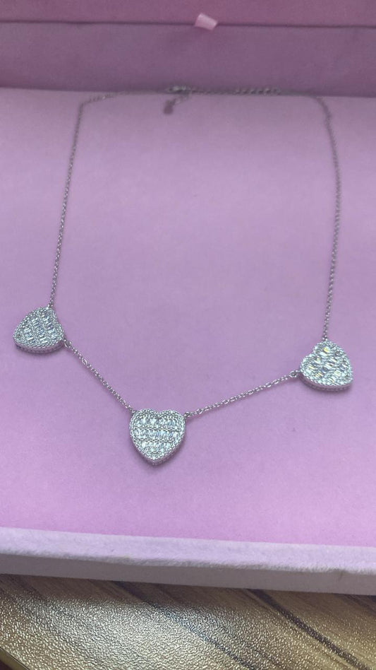 Colar Trio de Coração - Prata 925 DCG0354