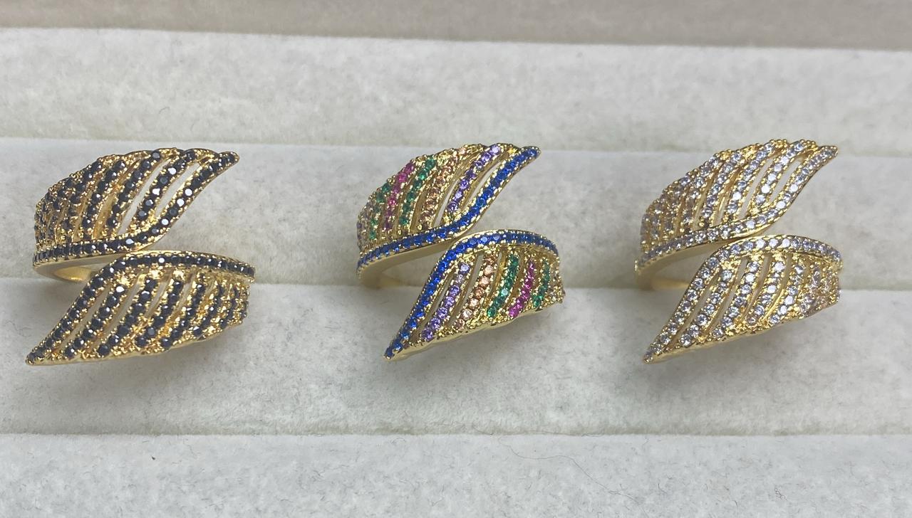 Anel folhas cravejadas XYS102412