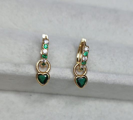 Brincos Argolinha Cravejada coracao DCG0175