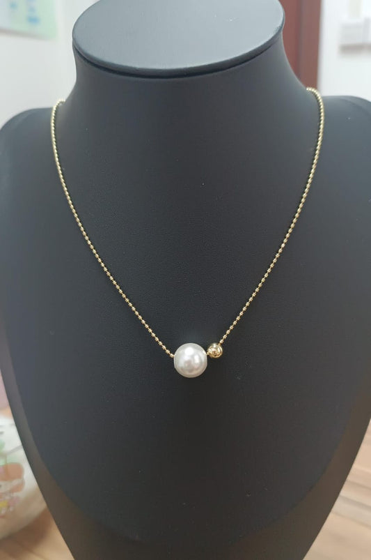 Colar Perola Shell solitaria DCG0648