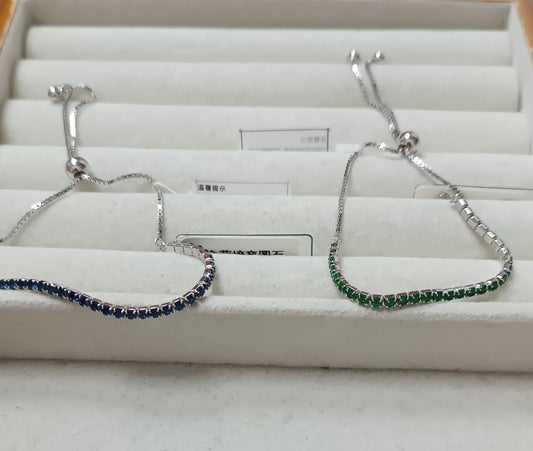 Pulseira Riviera Ajustavel em Prata 925 e diamante de alto carbono P0472