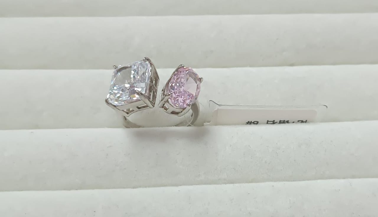 Anel Prata 925 pedra dupla ( Diamante de alto Carbono) XYR101487