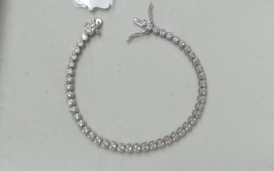 Pulseira Prata 925 e diamante de Alto Carbono Cravacao inglesa LMB00095