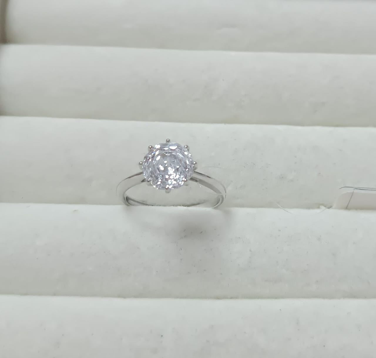 Anel Solitario Perfeito Prata 925 Diamante de alto Carbono BHJ-039BS