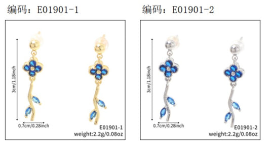 Brincos Flores Iluminadas Dark Blue  EBG0058-1