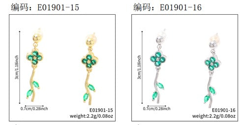 Brincos Flores Iluminadas verde EBG0058-7