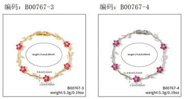 Bracelete  Riviera alegria das flores Pink Cristal EBG0079-2