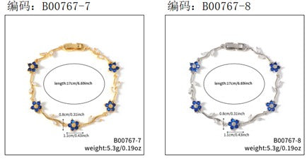 Bracelete  Riviera  alegria das flores  18 cm  Dark Blue cristal EBG0080-2