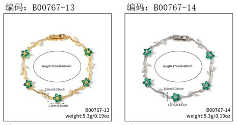 Bracelete  Riviera alegria das flores Green e Cristal EBG0079-7