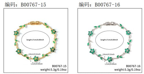 Bracelete Riviera alegria das flores  18 cm  Green  EBG0080-6