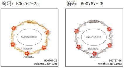 Bracelete Riviera alegria das flores Laranja e Cristal EBG0079-13