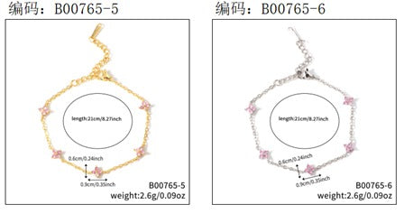 Pulseira Flores delicadas Cravejadas Rosa EBG0078-2