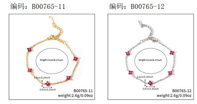 Pulseira Flores delicadas Cravejadas Pink EBG0078-4