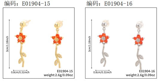 Brincos Flores delicadas Cravejdas Orange EBG0063-6