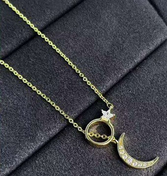 Colar Perfeicao e Estilo Lua e Estrela  DCG1227