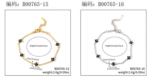 Pulseira Flores delicadas Cravejadas black EBG0078-6