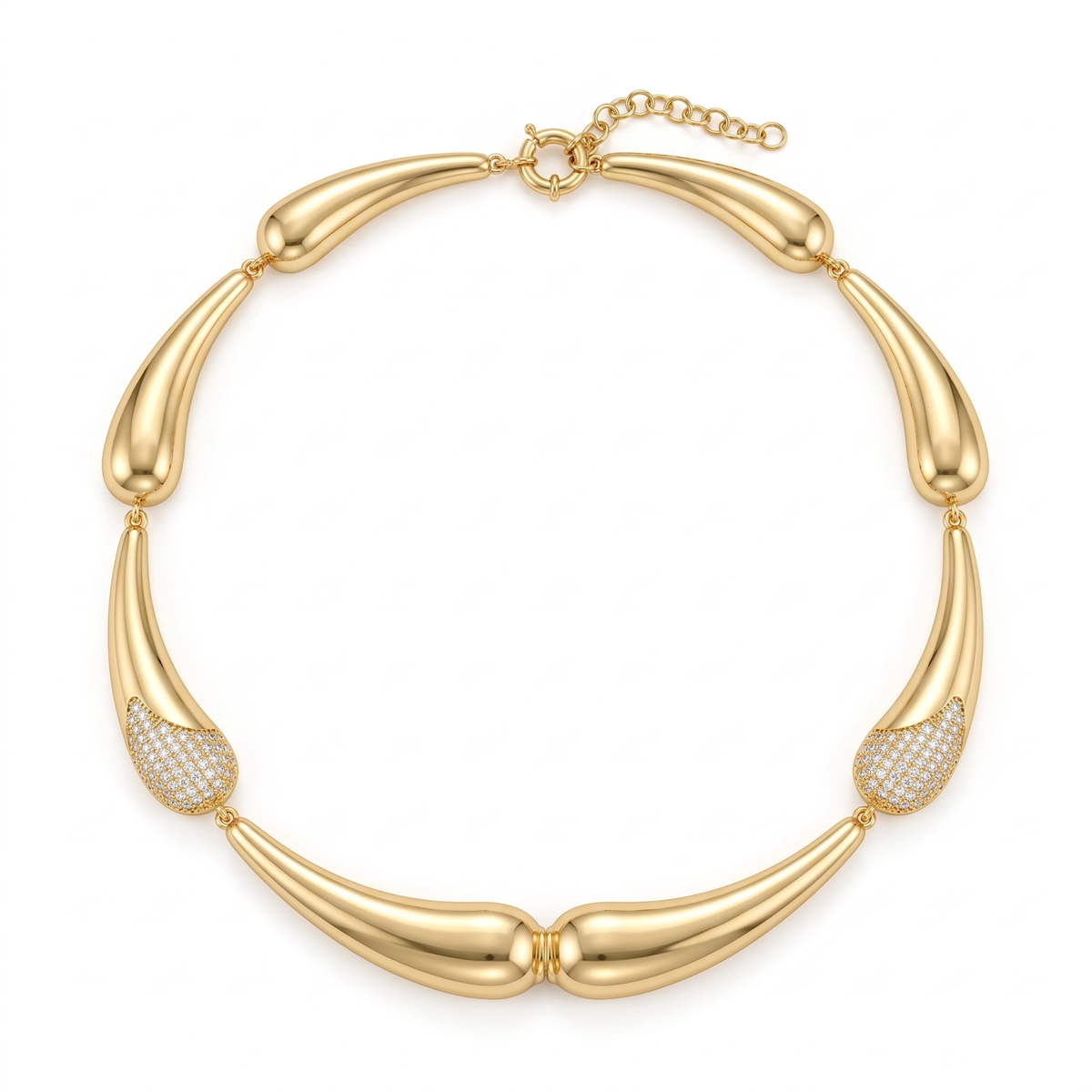 Chocker gotas lisas e pontas cravejadas XYS101614