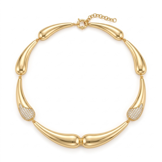 Chocker gotas lisas e pontas cravejadas XYS101614