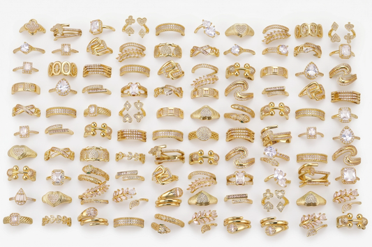 Caixa Aneis diversos Premium Cravejados  Ajustaveis YS00003