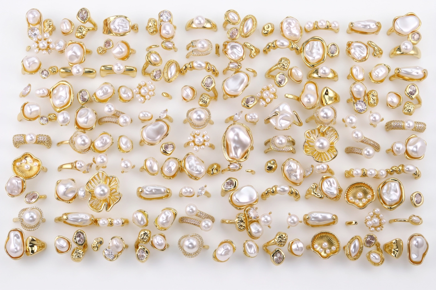 Caixa Aneis diversos Premium Perola Shell  Ajustaveis YS00006