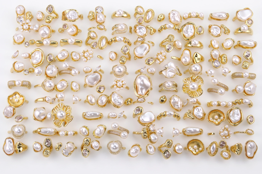 Caixa Aneis diversos Premium Perola Shell  Ajustaveis YS00006
