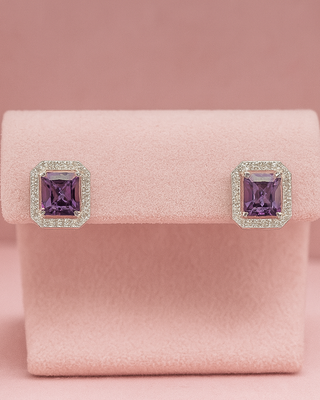 Brinco Quadrado Lavanda - Prata 925 DCG0347