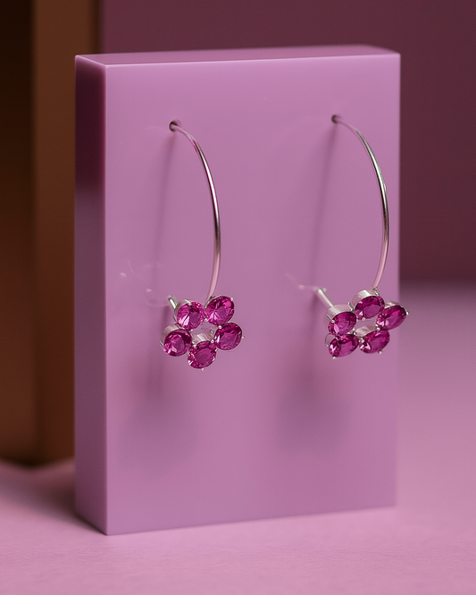 Brinco Argola com Flor - Prata 925 DCG0323