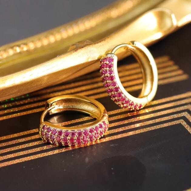 DESC Argola 3 linhas Vermelha  LB12 earring