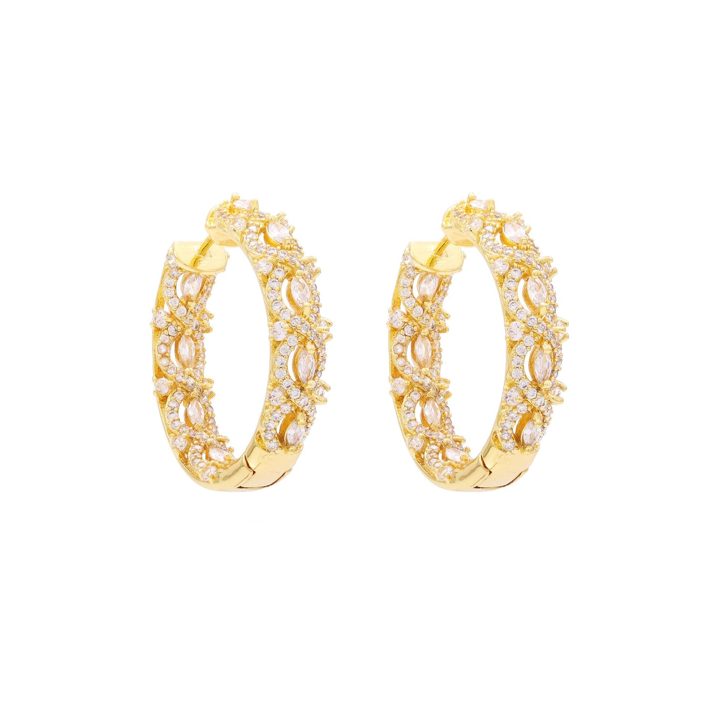 Argola Navete Cravação Interna Cristal  XYE101623 earring