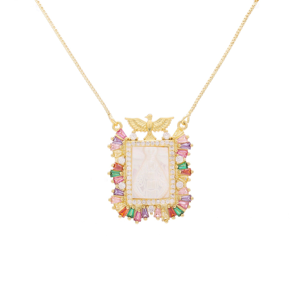 Colar Madre Pérola Nossa Senhora Aparecida e Carrês Mix de Cores XYP101154