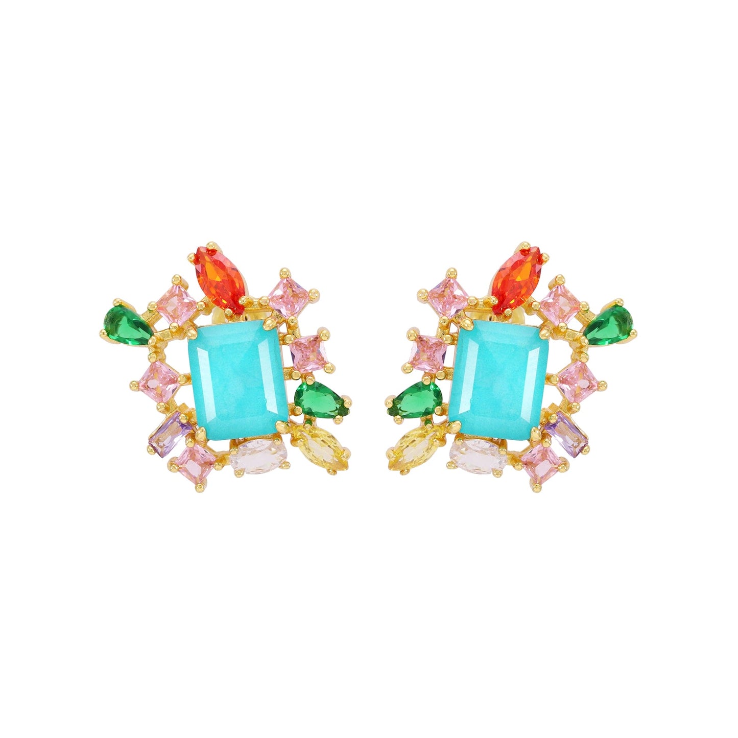 Brinco Fusion Quadrada com Carrês Navevetes e Gotas  XYS101194