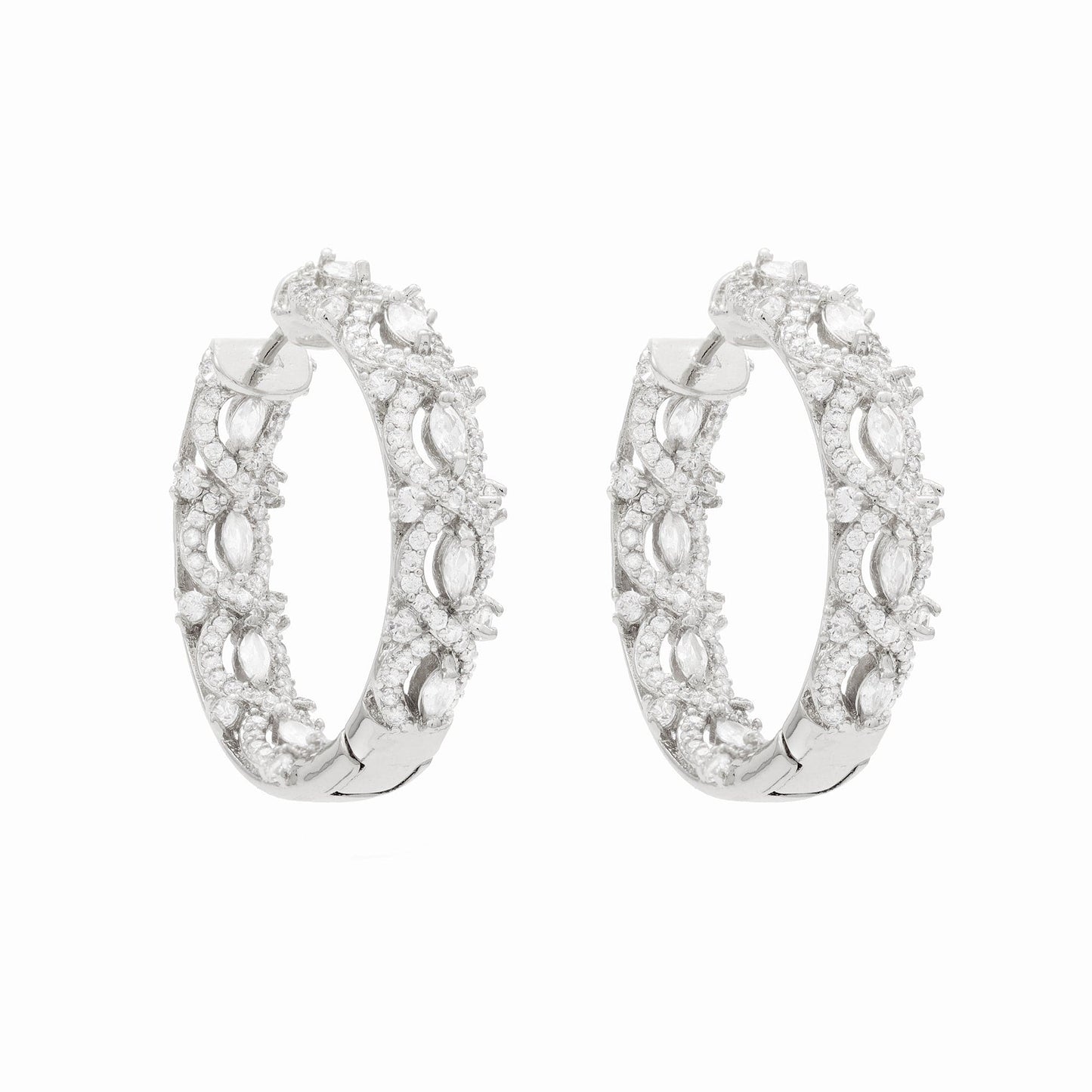 Argola Navete Cravação Interna Cristal  XYE101623 earring