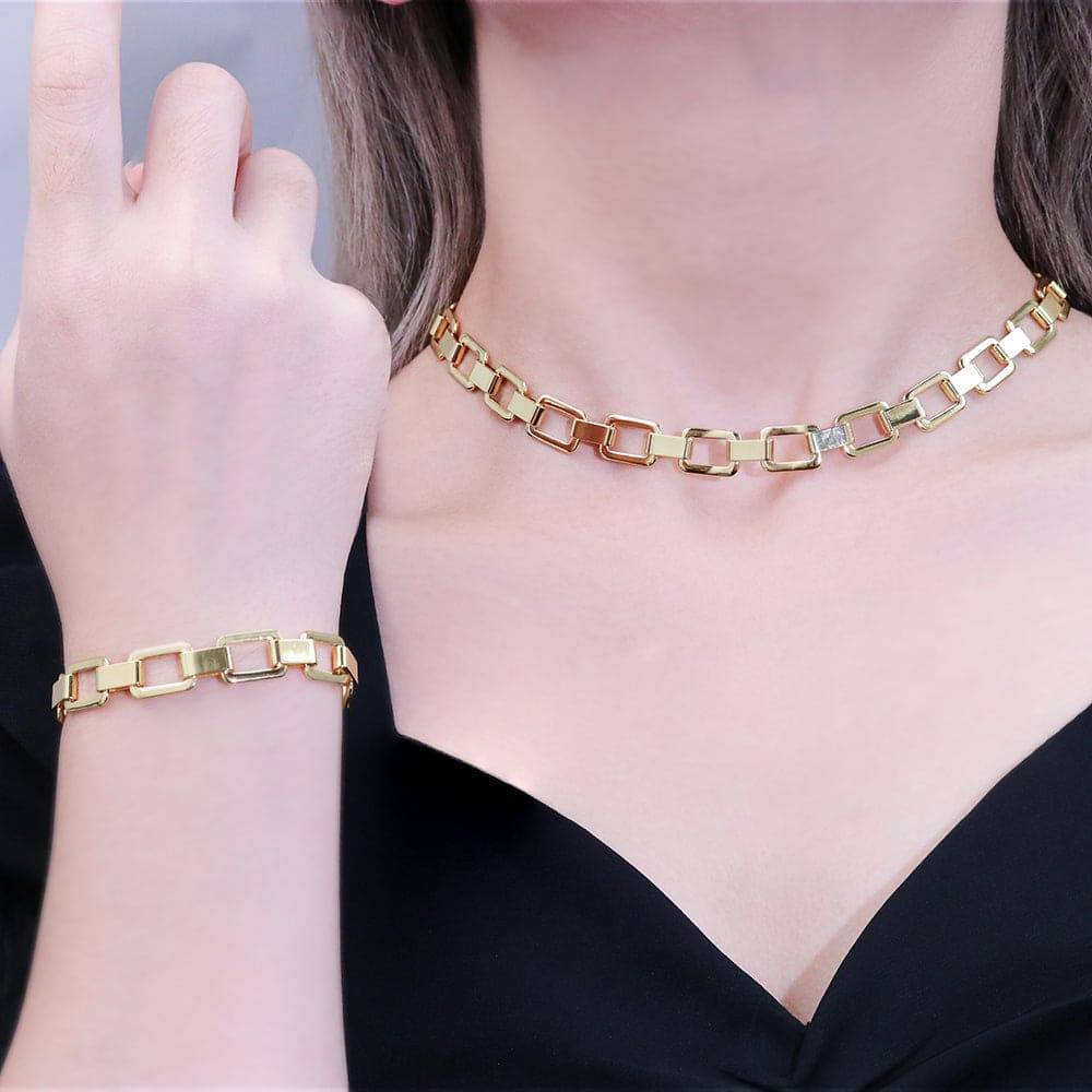 Colar Choker Elos Achatados XYS101110