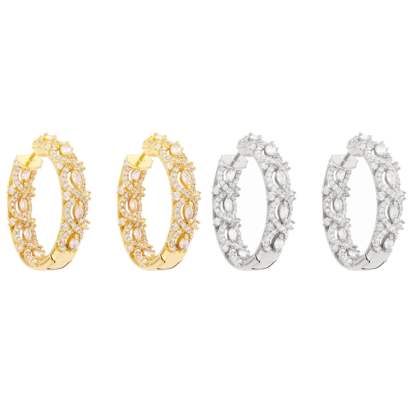 Argola Navete Cravação Interna Cristal  XYE101623 earring