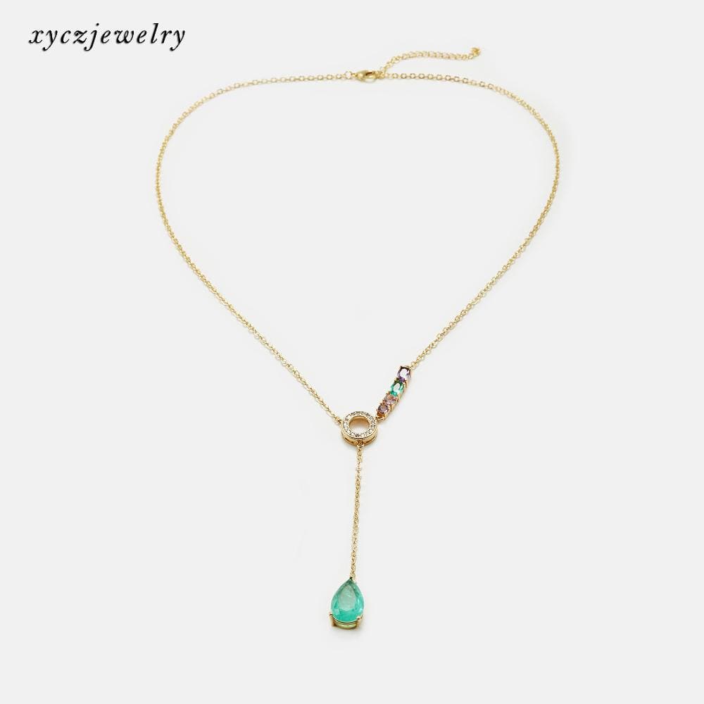 Colar cascata e pingente pedra XYN100520