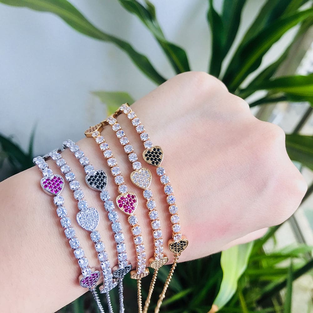 Pulseira Corações Delicada Cristal  XYH100577